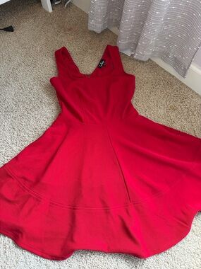 Lulus Home Before Daylight Red Square Neck Sleeveless Skater Dress